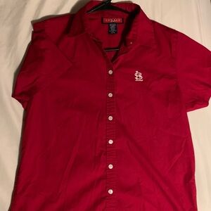 STL Cardinals Short Sleeve Button Up